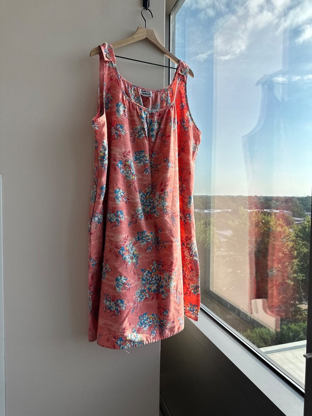 Vintage Anthony Richards Peach Floral Mumu Home-Lounge Dress Women's Size 4X